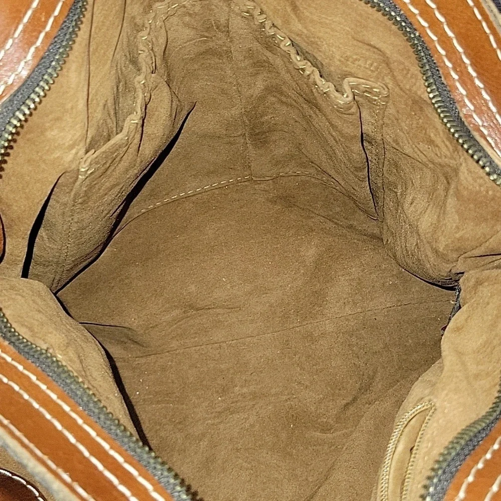 Patricia Nash Poppy Heritage Brown Leather Tote Shoulder Bag Handbag Purse